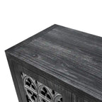 Credenza antica a quattro ante con traforo, stile Country americano