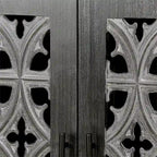 Credenza antica a quattro ante con traforo, stile Country americano