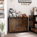 Credenza a buffet industriale da fattoria, madia da cucina con ante scorrevoli a persiana, tre cassetti e ripiani regolabili