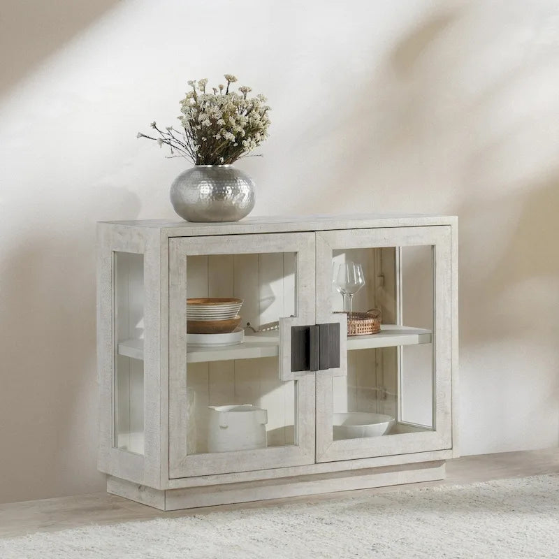 Larson Mobile in vetro e legno di rovere a due ante