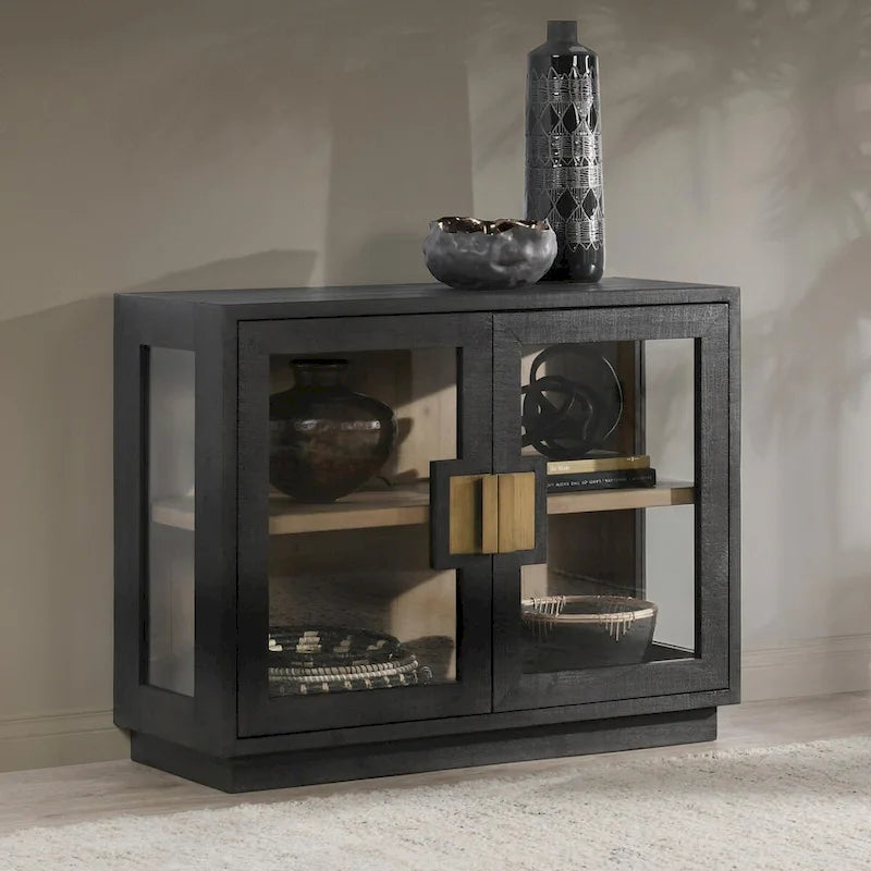 Larson Mobile in vetro e legno di rovere a due ante
