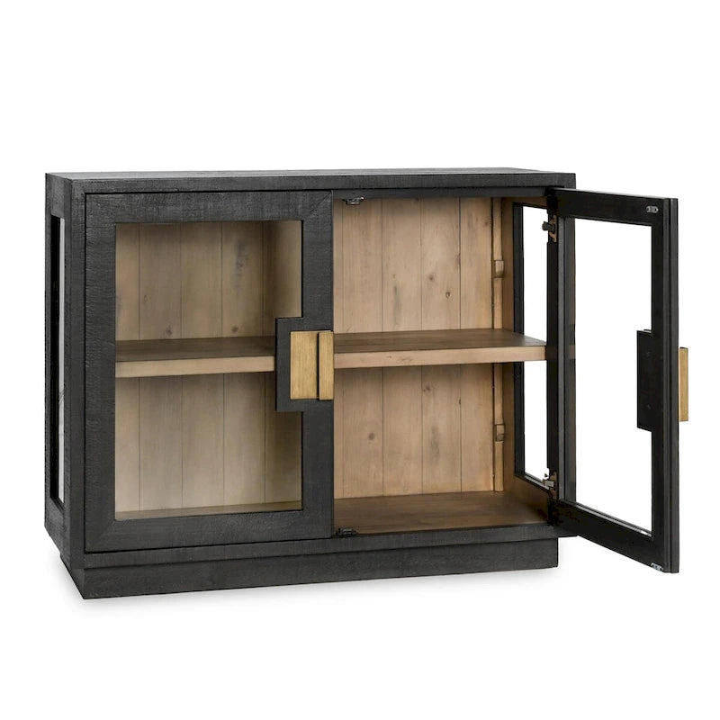 Larson Mobile in vetro e legno di rovere a due ante