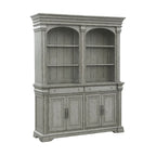 Credenza e Vetrina da Fattoria con 2 Cassetti, 4 Ante e Ripiani Regolabili – Rovere Grigio