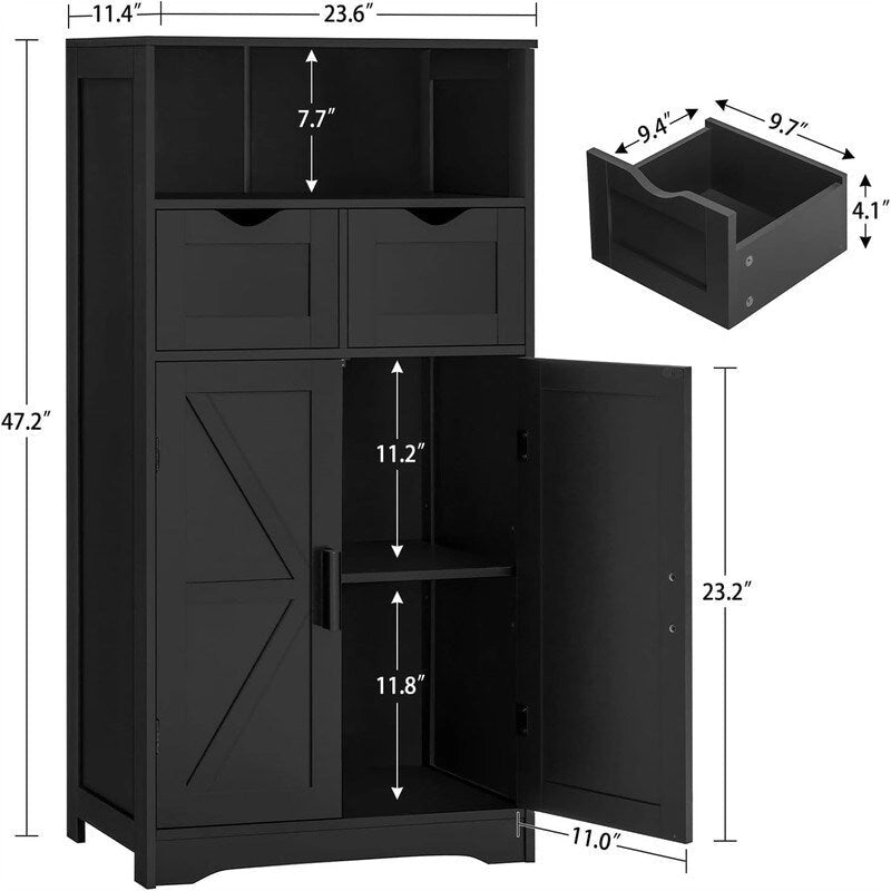 Mobiletto a terra con 2 ante e 2 cassetti - 28,9P x 59,9L x 108,4H cm