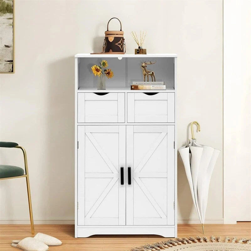 Mobiletto a terra con 2 ante e 2 cassetti - 28,9P x 59,9L x 108,4H cm