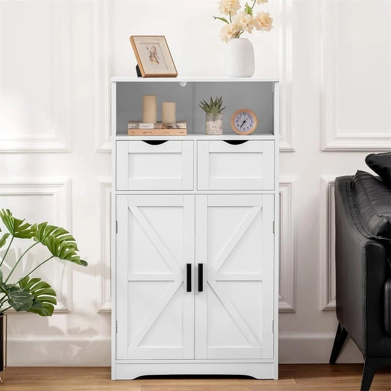 Mobiletto a terra con 2 ante e 2 cassetti - 28,9P x 59,9L x 108,4H cm