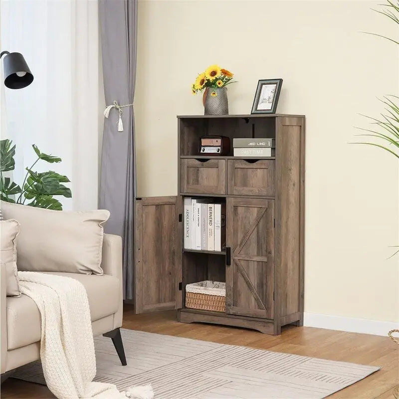 Mobiletto a terra con 2 ante e 2 cassetti - 28,9P x 59,9L x 108,4H cm