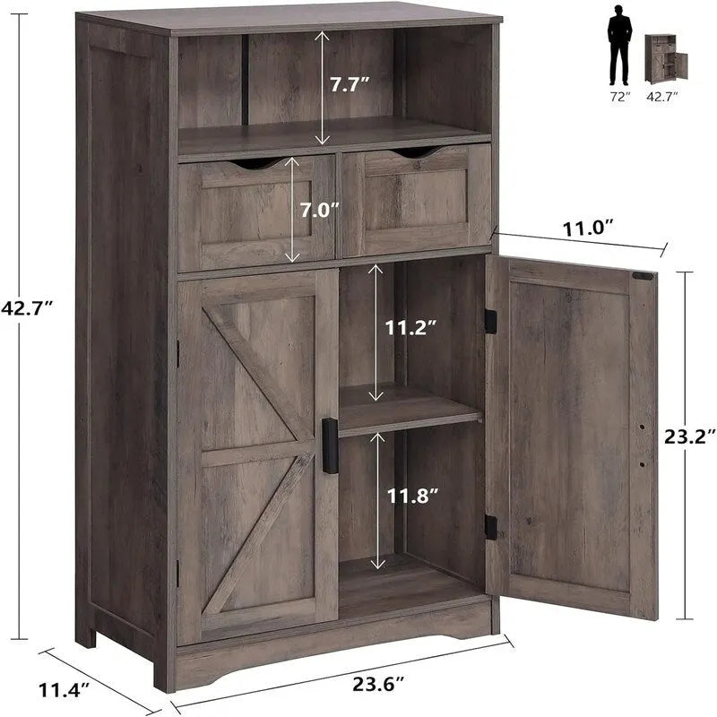Mobiletto a terra con 2 ante e 2 cassetti - 28,9P x 59,9L x 108,4H cm