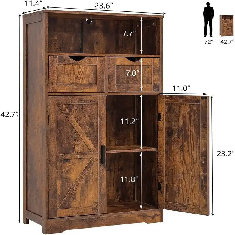 Mobiletto a terra con 2 ante e 2 cassetti - 28,9P x 59,9L x 108,4H cm