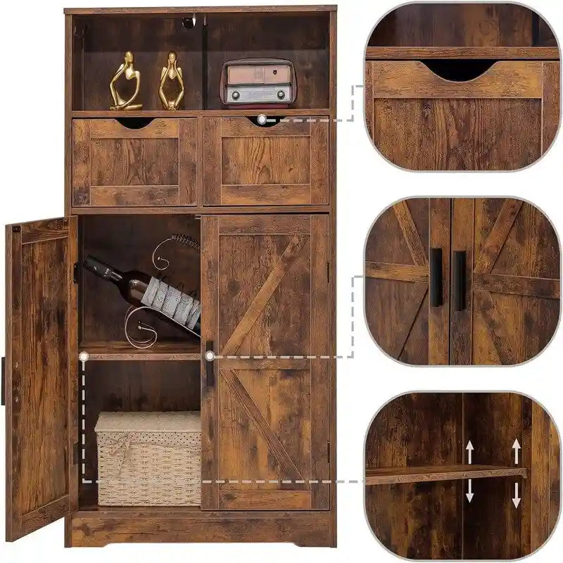 Mobiletto a terra con 2 ante e 2 cassetti - 28,9P x 59,9L x 108,4H cm