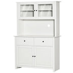 63.5 Kitchen Buffet w/ Hutch, 4 Shelves, Drawers, Framed Glass Doors