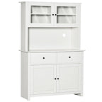 Buffet da cucina da 63,5" con credenza, 4 ripiani, cassetti, ante in vetro con telaio