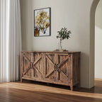 Credenza a 4 ante e 4 ripiani aperti, mobiletto indipendente per ingresso, ufficio, camera da letto