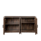 Credenza a 4 ante e 4 ripiani aperti, mobiletto indipendente per ingresso, ufficio, camera da letto