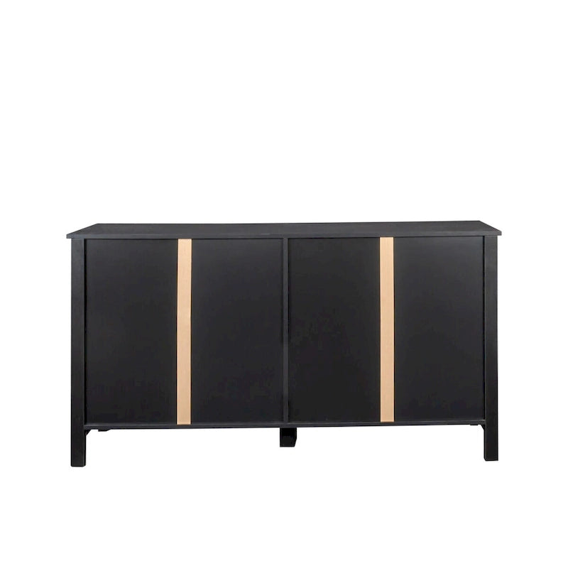 Credenza a 4 ante e 4 ripiani aperti, mobiletto indipendente per ingresso, ufficio, camera da letto
