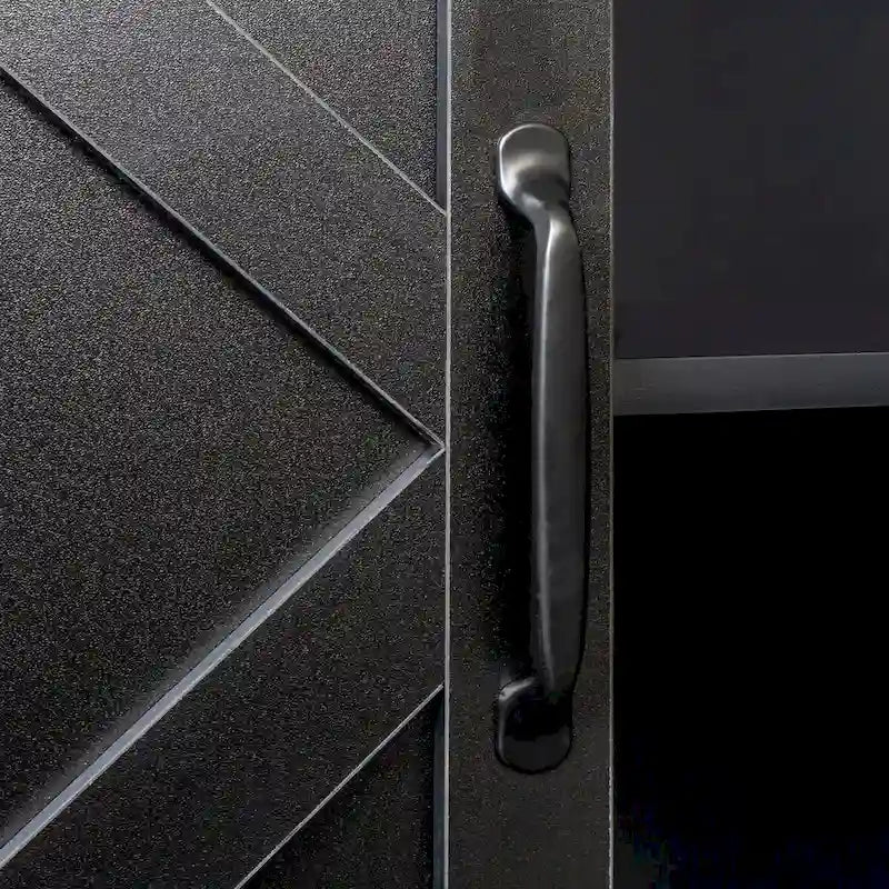 Credenza a 4 ante e 4 ripiani aperti, mobiletto indipendente per ingresso, ufficio, camera da letto