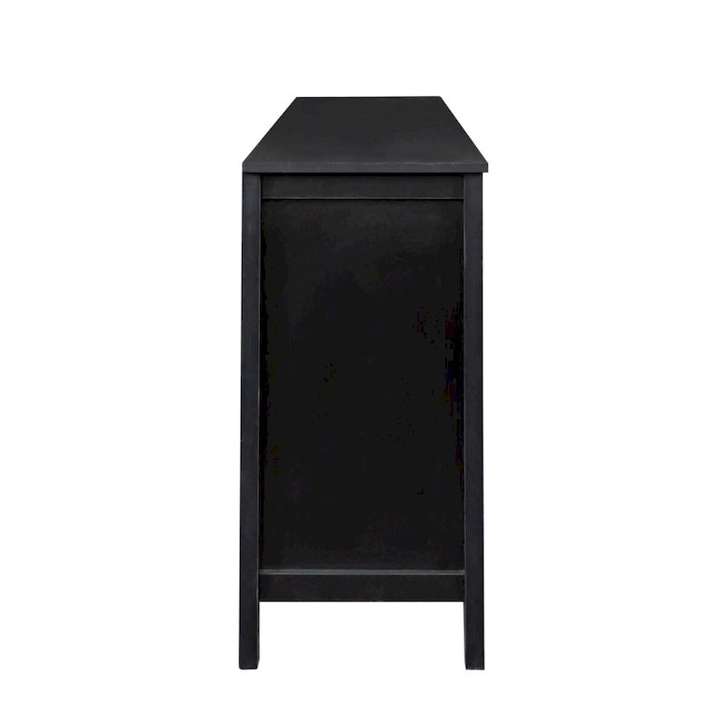 Credenza a 4 ante e 4 ripiani aperti, mobiletto indipendente per ingresso, ufficio, camera da letto