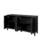 Credenza a 4 ante e 4 ripiani aperti, mobiletto indipendente per ingresso, ufficio, camera da letto