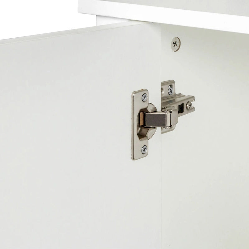 Credenza a 4 ante e 4 ripiani aperti, mobiletto indipendente per ingresso, ufficio, camera da letto