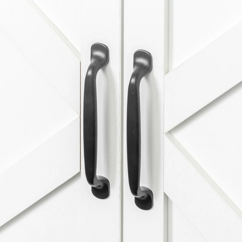Credenza a 4 ante e 4 ripiani aperti, mobiletto indipendente per ingresso, ufficio, camera da letto
