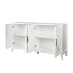 Credenza a 4 ante e 4 ripiani aperti, mobiletto indipendente per ingresso, ufficio, camera da letto