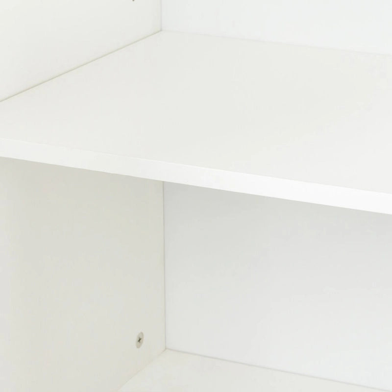 Credenza a 4 ante e 4 ripiani aperti, mobiletto indipendente per ingresso, ufficio, camera da letto