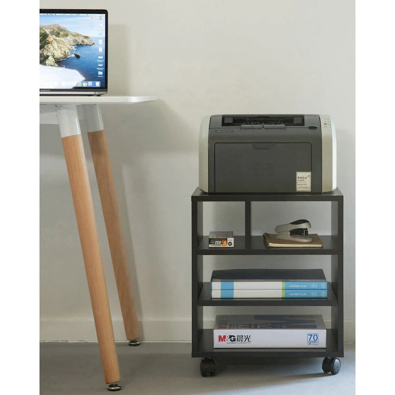 Supporto per stampante da ufficio in legno con ruote