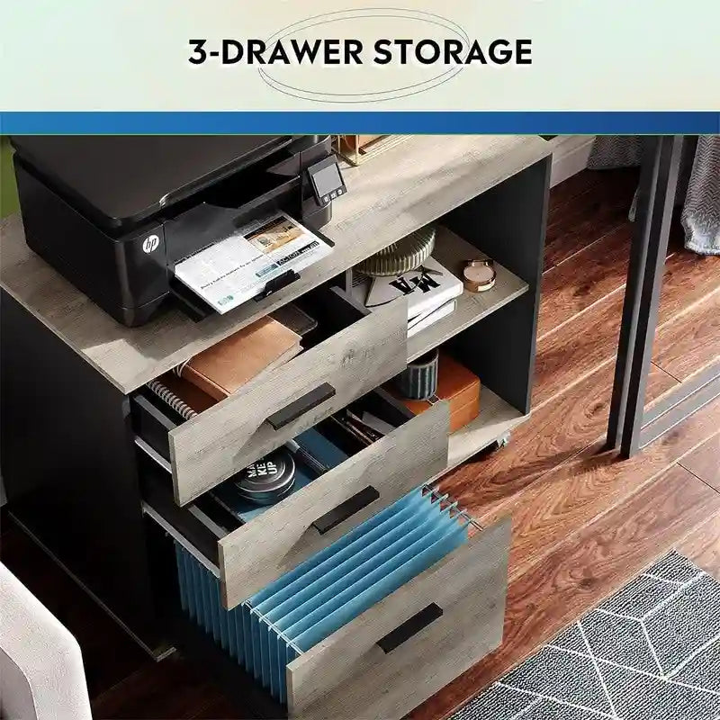 Cassettiera in legno a 3 cassetti - 15.7P x 31.3L x 24.7H