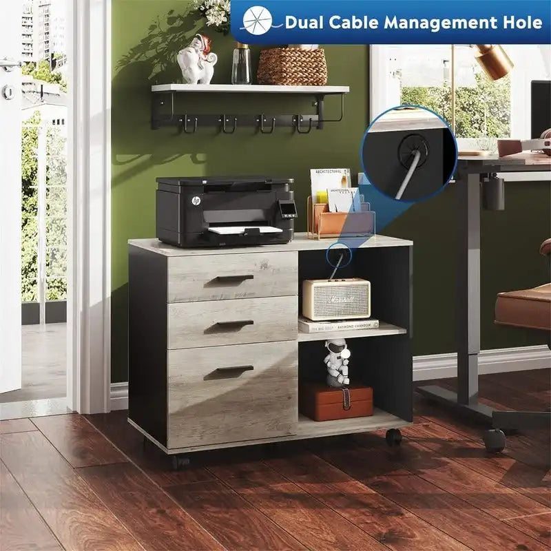 Cassettiera in legno a 3 cassetti - 15.7P x 31.3L x 24.7H