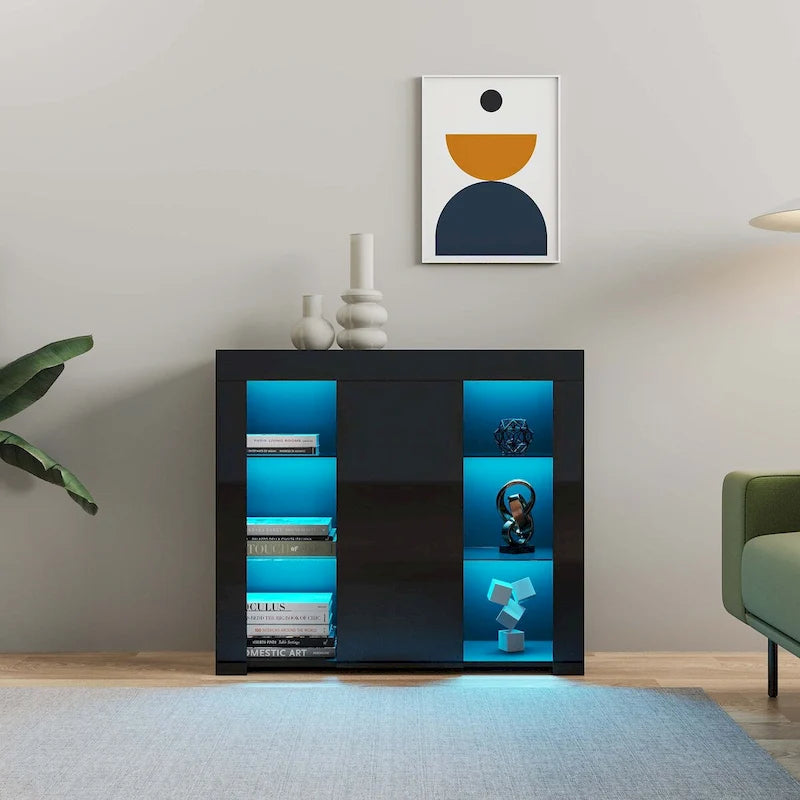 Mobile credenza da cucina con luce LED, con cassetto e 1 anta