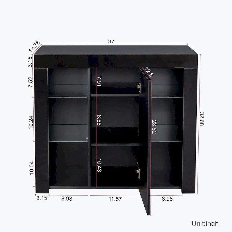Mobile credenza da cucina con luce LED, con cassetto e 1 anta