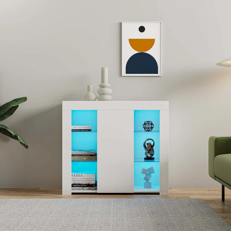 Mobile credenza da cucina con luce LED, con cassetto e 1 anta