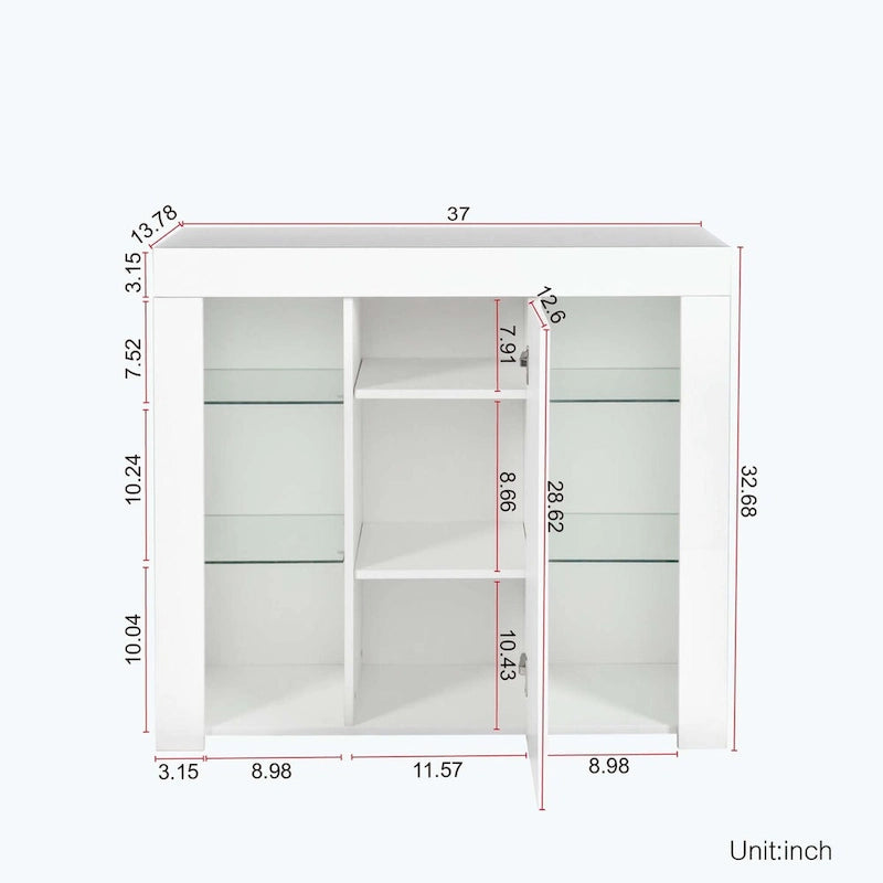 Mobile credenza da cucina con luce LED, con cassetto e 1 anta