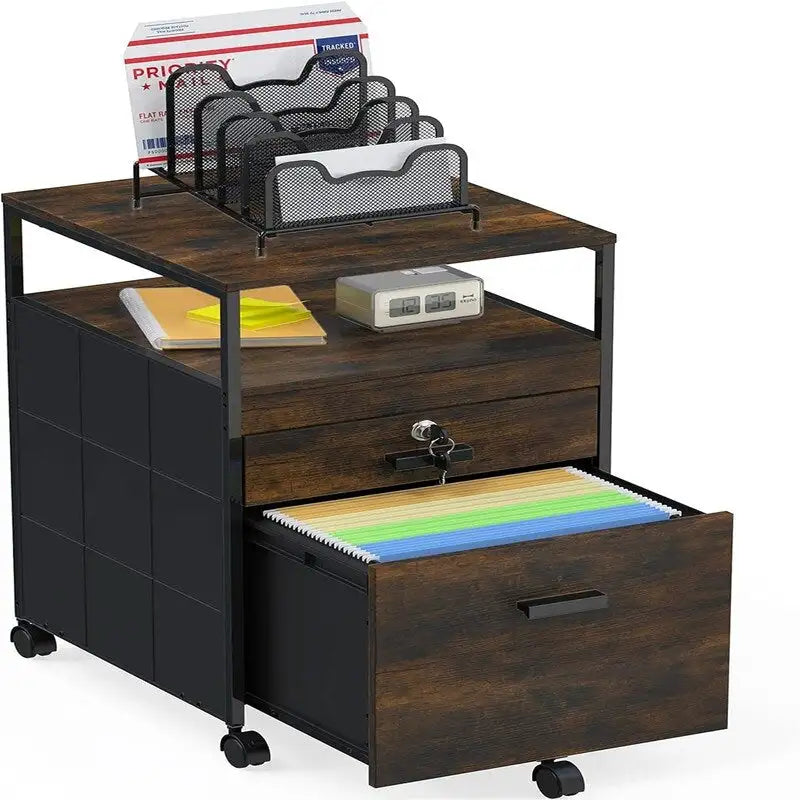 Schedario a rotelle con 2 cassetti