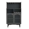 Credenza portavino moderna con scaffale rimovibile e portabicchieri, e vetrinetta a 2 ante per soggiorno, sala da pranzo