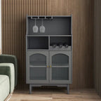 Credenza portavino moderna con scaffale rimovibile e portabicchieri, e vetrinetta a 2 ante per soggiorno, sala da pranzo