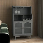 Credenza portavino moderna con scaffale rimovibile e portabicchieri, e vetrinetta a 2 ante per soggiorno, sala da pranzo