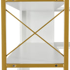 Libreria a 7 ripiani per ufficio domestico, libreria angolare a L con struttura in metallo, pannello in MDF - 37.4*37.4*709