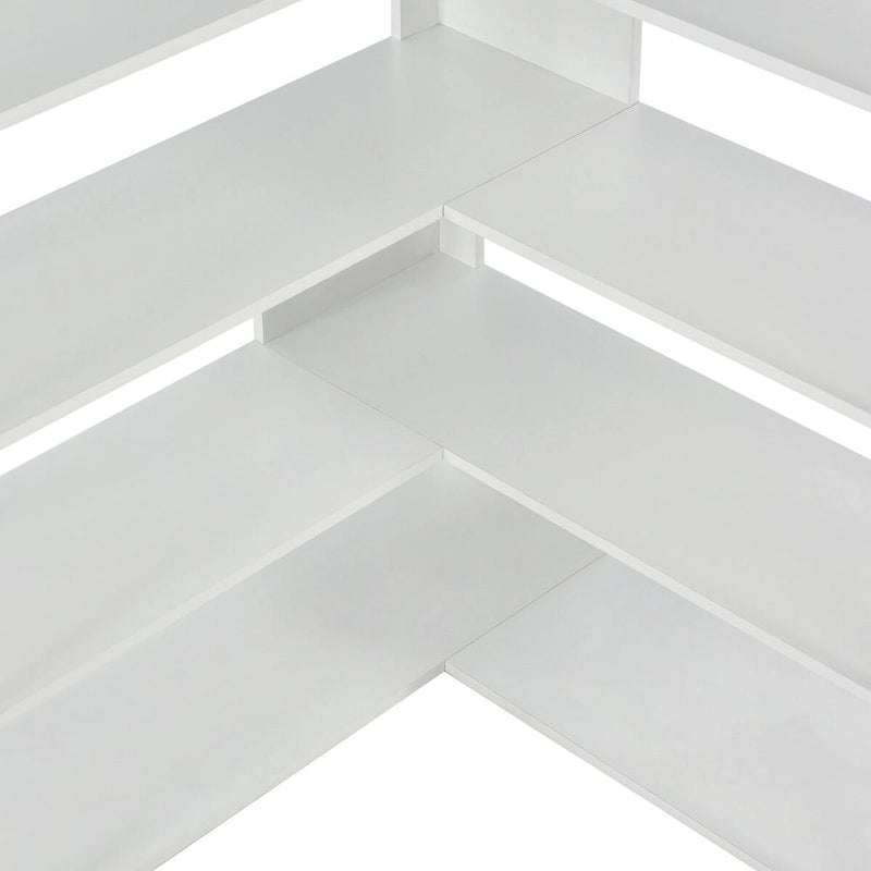 Libreria a 7 ripiani per ufficio domestico, libreria angolare a L con struttura in metallo, pannello in MDF - 37.4*37.4*709