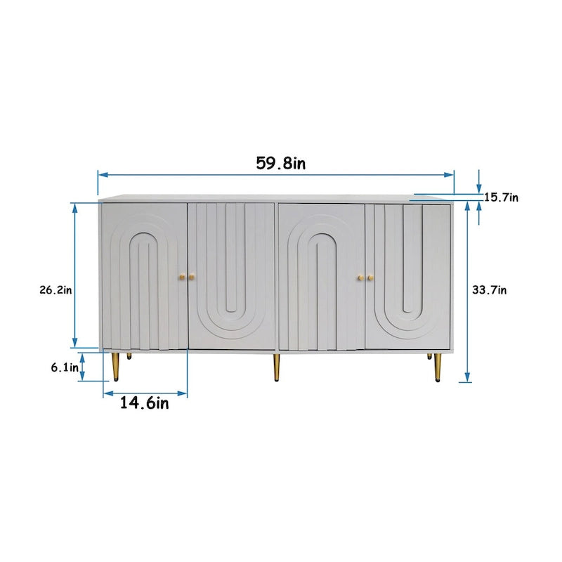 Credenza/Mobile Buffet in legno a 4 ante da 59,8W - N/D